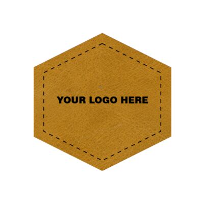 2.5 x 2.5 Leather Hexagon Patch - Laser Engraved Thumbnail
