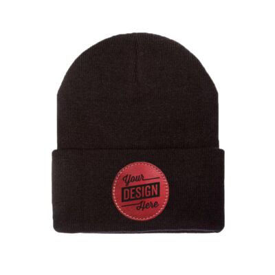 Flexfit Thinsulate Cuffed Beanie & Leather Patch Bundle - Your Logo Thumbnail