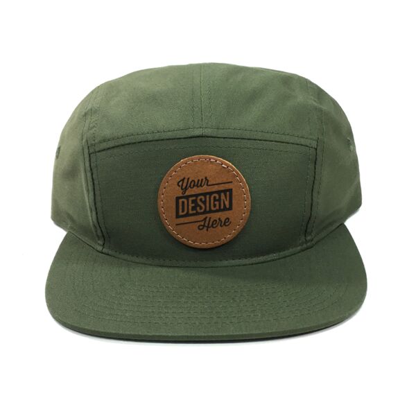 Five Panel Strapback & Laser Engraved Leather Patches Bundle - Your Logo Thumbnail